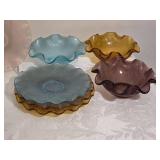 Mid-Century Modern Ruffled Colony Glass Side Plate and Bowl Collection - (13)