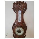 Antique Carved Walnut Wall Barometer