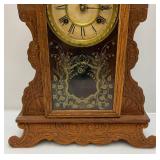 Vintage Key Wind Ornate Wooden Mantle Clocks (AS SEEN)