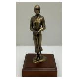 Bronze Woman Golfer Statue 11" On Wood Base