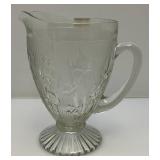 Vintage Heisey Glass Pitcher 6" & Iris Heringbone Water Pitcher 9"