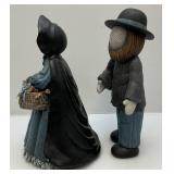 Ceramic Amish Figurine Set Hand Painted Faceless Mother, Father, Daughter & Son