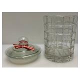 Two Vintage Large Glass Canisters 1 = Cut Glass