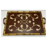 19" x 27" Ornate Wood Serving Tray