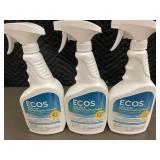 Set of 3 ECOS One-Step Disinfectant Cleaner 24 oz Bottles - Fragrance Free