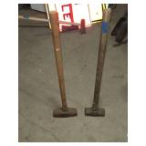 Pair of Vintage Sledge Hammers with Wooden Handles