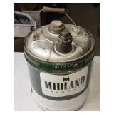 Vintage Midland 5 Gallon Steel Can with Handle