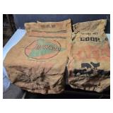 Lot of 2 Vintage Burlap Feed Bags - Dawson and Coop