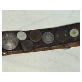 Antique Leather Belt Decorated with Coins and Tokens