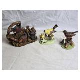 Set of 3 Decorative Bird Figurines with Candle Holder