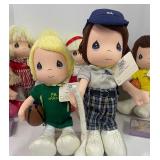 Precious Moments Sports Dolls,  Athletic Dolls 14" lot of 8 with Bonus Jewelry