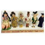 Lot of 6 International Sleepy Eye Dolls Plastic with Stands