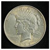 1922-P Peace Silver Dollar AU-EF