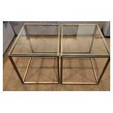 Pair of Glass and Metal Occasional Tables