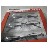 Design Optics by Foster Grant Half Rim Metal Reading Glasses, 3-pack ~ 3.00 Power