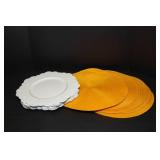 White Charger Plates and Yellow Placemats