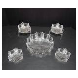 Glass Serving Dish and Four Small Bowls