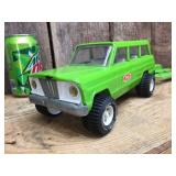 Vintage Tonka Green Suburban with Trailer