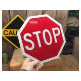 3 Metal Signs - Stop - Caution - Do Not Enter