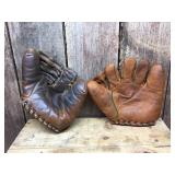 2 Antique Baseball Gloves