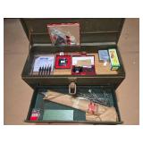 Toolbox with Assorted Tools and Measuring Instruments