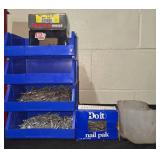 Lot of Nail Storage Bins with Assorted Nails and Screws