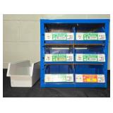 Blue Storage Bin Organizer with 6 Compartments and Utility Tray