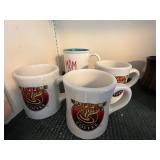 Collection of Coffee Mugs Including Waffle House and Mom of the Year Designs