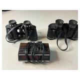 Lot of 3 Vintage Binoculars and Alarm Clock