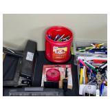 Assorted Office Supplies and Organizer Baskets Lot