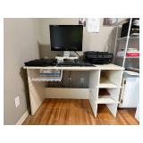 Complete Home Office Setup: Desk, Monitor, HP Envy Printer, Keyboard, and Accessories - untested