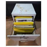 Used Metal 2-Drawer File Cabinet with Yellow Hanging Folders