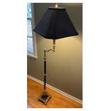 Vintage Brass Tone and Black Floor Lamp with Adjustable Shade