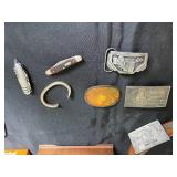 Vintage Collectible Lot including Belt Buckles, Keychain, and Timberland Wallet