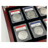 8pc "Mystery Mint" American Silver Eagle Set in Cherrywood Box