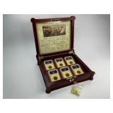 6pc Civil War Era 2 Cent Collection in Cherrywood Box