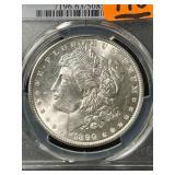 1890 US MORGAN SILVER DOLLAR PCGS MS63