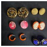 Assorted Vintage Earrings Lot - 9 Pairs with Colorful Styles - display not included