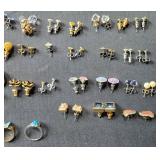 Collection of Assorted Costume Jewelry Earrings and Rings