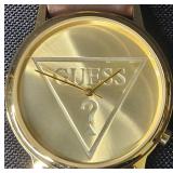 Vintage Guess Watch with Brown Leather Strap - untested