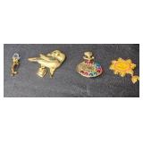 Set of 4 Vintage Brooches with Colorful Designs