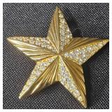 Collection of 5 Vintage Stars and Floral Brooches with Rhinestones