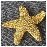 Collection of 5 Vintage Stars and Floral Brooches with Rhinestones