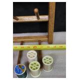 Vintage Wall Mount Spool Thread Adjustable Display Rack w/Thread