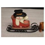 Vintage Holiday Table DeCor…Rocking Horse, Snow Globe Etc.