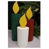 Holiday Table DeCor…Vintage-Style Plastic Pine 18-Inch Wreath and Wood Trunk Candles