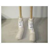 Set of 2 Boardwalk Handle/Deck Mops, #20 White Cotton Head, 54" Natural Wood Handle