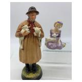 Vintage ROYAL DOULTON Porcelain Figurines - Lambing Time & Mary had a Little Lamb