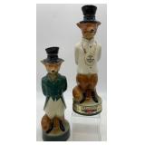 Pair of Vintage Fox JIM BEAM Whiskey Decanters