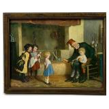 Vintage St. Nick with Children Lithograph